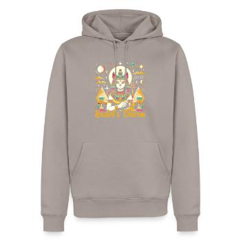 Bastet Déesse égyptienne Égypte Pyramide Égypte - Sweat à capuche Premium bio Homme - taupe - Devant - Nico (187cm)
