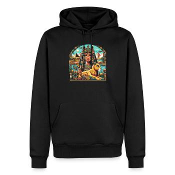 Bastet Déesse égyptienne Égypte Pyramide Égypte - Sweat à capuche Premium bio Homme - noir - Devant - Nico (187cm)
