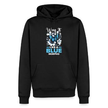 Schmetterlingsliebhaber Insektenkäfer Blauer Morpho-Schmetterling - Männer Premium Bio Hoodie - Schwarz - Vorne - Nico (187cm)