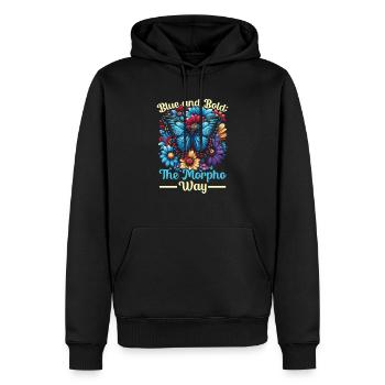 Schmetterlingsliebhaber Insektenkäfer Blauer Morpho-Schmetterling - Männer Premium Bio Hoodie - Schwarz - Vorne - Nico (187cm)
