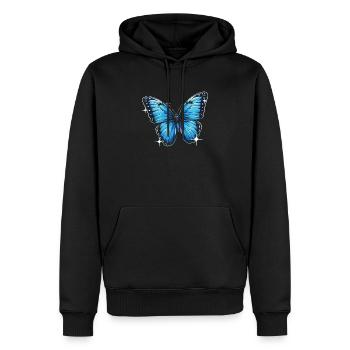 Schmetterlingsliebhaber Insektenkäfer Blauer Morpho-Schmetterling - Männer Premium Bio Hoodie - Schwarz - Vorne - Nico (187cm)