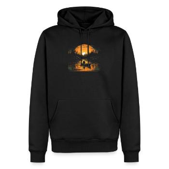 Kanufahren, Kajak, Wassersport, Tretboot, Bootfahren - Männer Premium Bio Hoodie - Schwarz - Vorne - Nico (187cm)