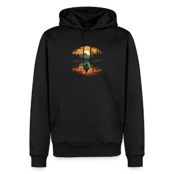 Kanufahren, Kajak, Wassersport, Tretboot, Bootfahren - Männer Premium Bio Hoodie - Schwarz - Vorne - Nico (187cm)