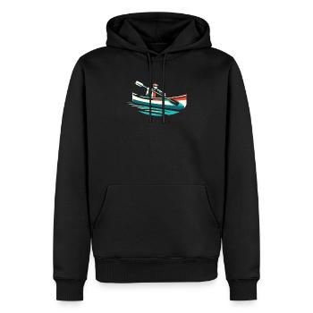 Kanufahren, Kajak, Wassersport, Tretboot, Bootfahren - Männer Premium Bio Hoodie - Schwarz - Vorne - Nico (187cm)