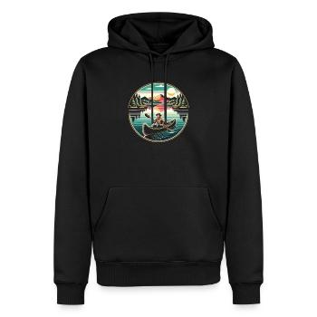 Kanufahren, Kajak, Wassersport, Tretboot, Bootfahren - Männer Premium Bio Hoodie - Schwarz - Vorne - Nico (187cm)