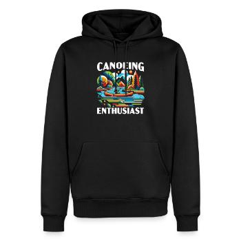 Kanufahren, Kajak, Wassersport, Tretboot, Bootfahren - Männer Premium Bio Hoodie - Schwarz - Vorne - Nico (187cm)