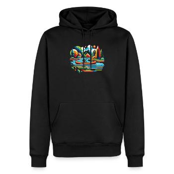 Kanufahren, Kajak, Wassersport, Tretboot, Bootfahren - Männer Premium Bio Hoodie - Schwarz - Vorne - Nico (187cm)