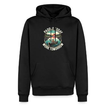 Kanufahren, Kajak, Wassersport, Tretboot, Bootfahren - Männer Premium Bio Hoodie - Schwarz - Vorne - Nico (187cm)