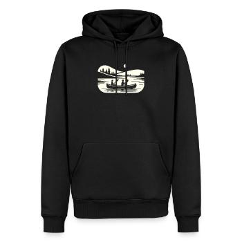 Kanufahren, Kajak, Wassersport, Tretboot, Bootfahren - Männer Premium Bio Hoodie - Schwarz - Vorne - Nico (187cm)