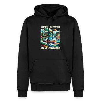 Kanufahren, Kajak, Wassersport, Tretboot, Bootfahren - Männer Premium Bio Hoodie - Schwarz - Vorne - Nico (187cm)