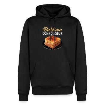 Baklava Pasticceria Dessert Amante del cibo Medio Oriente - Felpa con cappuccio ecologica premium da uomo - nero - Fronte - Nico (187cm)