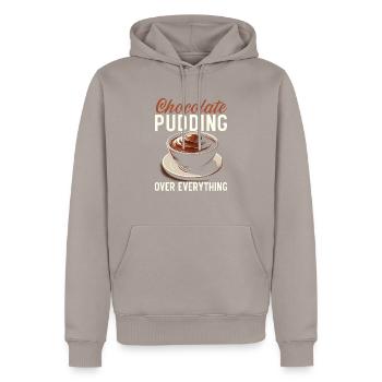 Schokoladenpudding süßes Dessert Essen Liebhaber Feinschmecker - Männer Premium Bio Hoodie - Taupe - Vorne - Nico (187cm)