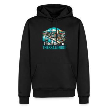 Thessalonique Grèce Voyage Vacances Europe Grec - Sweat à capuche Premium bio Homme - noir - Devant - Nico (187cm)