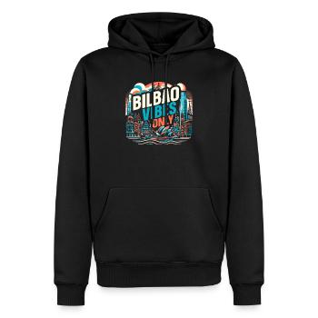 Bilbao Spanien Reiseurlaub Ich liebe die Skyline von Bilbao - Männer Premium Bio Hoodie - Schwarz - Vorne - Nico (187cm)