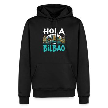 Bilbao Spanien Reiseurlaub Ich liebe die Skyline von Bilbao - Männer Premium Bio Hoodie - Schwarz - Vorne - Nico (187cm)