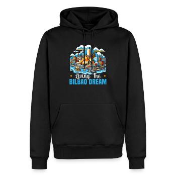 Bilbao Spanien Reiseurlaub Ich liebe die Skyline von Bilbao - Männer Premium Bio Hoodie - Schwarz - Vorne - Nico (187cm)