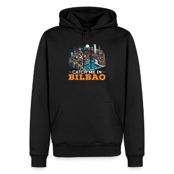 Bilbao Spanien Reiseurlaub Ich liebe die Skyline von Bilbao - Männer Premium Bio Hoodie - Schwarz - Vorne - Nico (187cm)