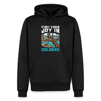 Cologne Allemagne Voyage Vacances J’aime Cologne - Sweat à capuche Premium bio Homme - noir - Devant - Nico (187cm)