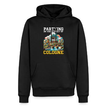 Cologne Allemagne Voyage Vacances J’aime Cologne - Sweat à capuche Premium bio Homme - noir - Devant - Nico (187cm)