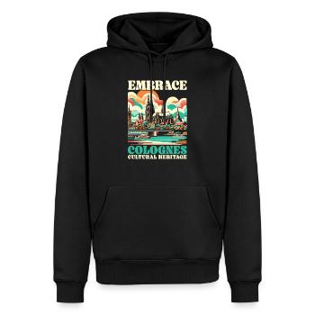 Cologne Allemagne Voyage Vacances J’aime Cologne - Sweat à capuche Premium bio Homme - noir - Devant - Nico (187cm)