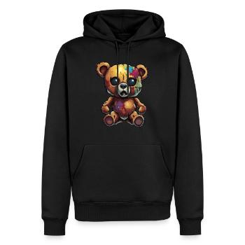 Ours en peluche / Peluche / Animal en peluche / Idée cadeau - Sweat à capuche Premium bio Homme - noir - Devant - Nico (187cm)