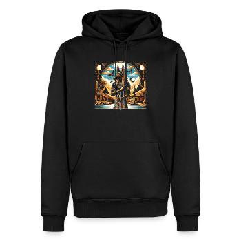 Anubis Mythologie égyptienne Pyramide Égypte ancienne - Sweat à capuche Premium bio Homme - noir - Devant - Nico (187cm)