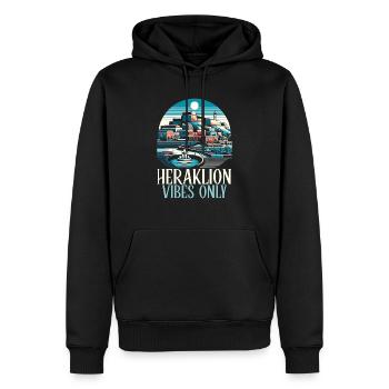 Héraklion Grèce Voyage Vacances Patrimoine Grec - Sweat à capuche Premium bio Homme - noir - Devant - Nico (187cm)