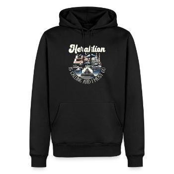 Héraklion Grèce Voyage Vacances Patrimoine grec - Sweat à capuche Premium bio Homme - noir - Devant - Nico (187cm)