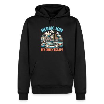 Héraklion Grèce Voyage Vacances Patrimoine Grec - Sweat à capuche Premium bio Homme - noir - Devant - Nico (187cm)