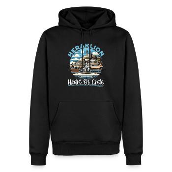Héraklion Grèce Voyage Vacances Patrimoine Grec - Sweat à capuche Premium bio Homme - noir - Devant - Nico (187cm)
