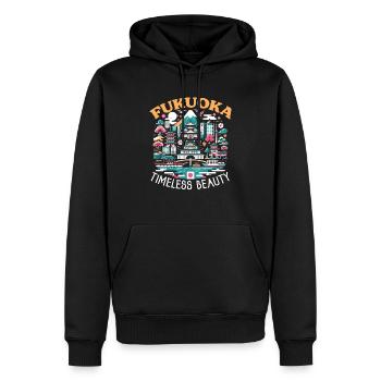 Fukuoka Japon Pays Voyage Vacances Japonais - Sweat à capuche Premium bio Homme - noir - Devant - Nico (187cm)