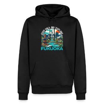 Fukuoka Japon Voyage à la campagne Vacances Japonais - Sweat à capuche Premium bio Homme - noir - Devant - Nico (187cm)