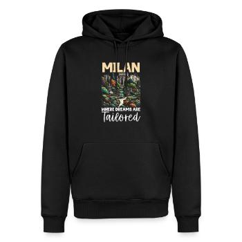 Milan Italie Voyage Vacances Italie Milan Skyline - Sweat à capuche Premium bio Homme - noir - Devant - Nico (187cm)