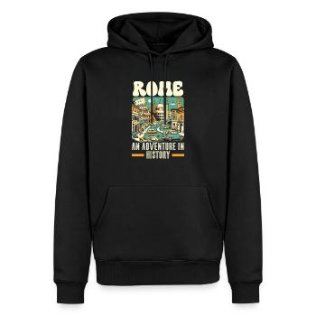 Rome Italie Voyage Italien Roma Italia J’aime Rome - Sweat à capuche Premium bio Homme - noir - Devant - Nico (187cm)