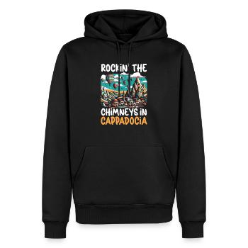 Cappadoce Turquie Voyage Vacances J’aime Istanbul - Sweat à capuche Premium bio Homme - noir - Devant - Nico (187cm)