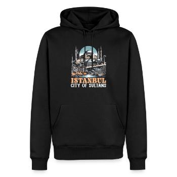 Istanbul Turquie Voyage Vacances J’aime Istanbul - Sweat à capuche Premium bio Homme - noir - Devant - Nico (187cm)