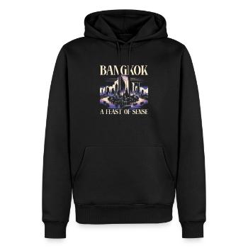 Bangkok Thaïlande Voyage Vacances Langue thaïlandaise - Sweat à capuche Premium bio Homme - noir - Devant - Nico (187cm)