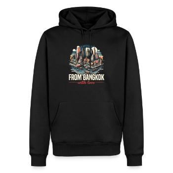 Bangkok Thaïlande Voyage Vacances Langue thaïlandaise - Sweat à capuche Premium bio Homme - noir - Devant - Nico (187cm)