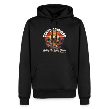 Saint-Domingue République Dominicaine Voyage Vacances - Sweat à capuche Premium bio Homme - noir - Devant - Nico (187cm)