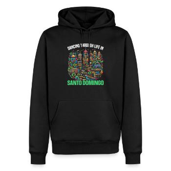Saint-Domingue République Dominicaine Voyage Vacances - Sweat à capuche Premium bio Homme - noir - Devant - Nico (187cm)