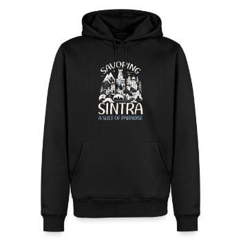 Sintra Portugal Voyage Vacances Pays Portugais - Sweat à capuche Premium bio Homme - noir - Devant - Nico (187cm)