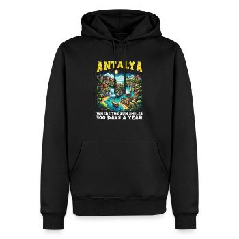 Antalya Türkei Reisen Urlaub Ich liebe die Türkei - Männer Premium Bio Hoodie - Schwarz - Vorne - Nico (187cm)