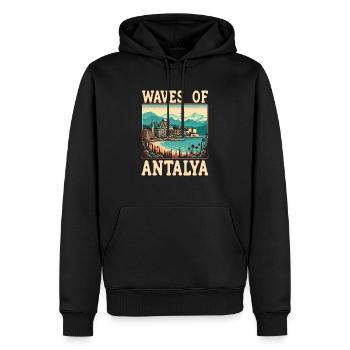 Antalya Turquie Voyage Vacances J’aime la Turquie - Sweat à capuche Premium bio Homme - noir - Devant - Nico (187cm)