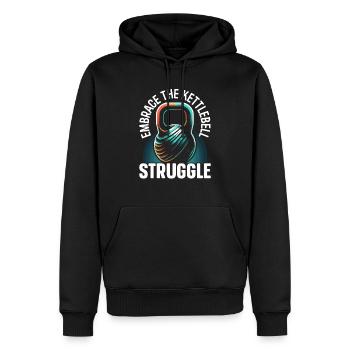 Kettlebell Workout Fitness Journey Bodybuilder - Sweat à capuche Premium bio Homme - noir - Devant - Nico (187cm)