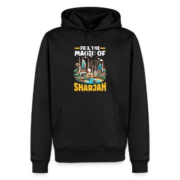 Sharjah Émirats arabes unis Voyage vacances Émirats arabes unis - Sweat à capuche Premium bio Homme - noir - Devant - Nico (187cm)