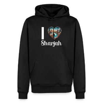Sharjah Émirats arabes unis Voyage vacances Émirats arabes unis - Sweat à capuche Premium bio Homme - noir - Devant - Nico (187cm)