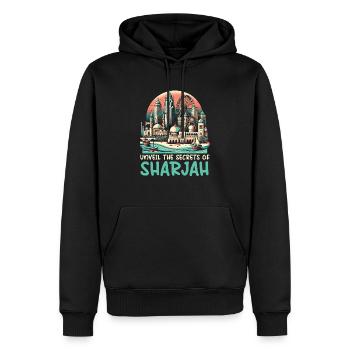 Sharjah Émirats arabes unis Voyage vacances Émirats arabes unis - Sweat à capuche Premium bio Homme - noir - Devant - Nico (187cm)