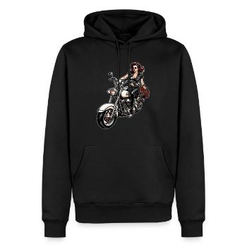Logo moto / Moto / Deux-roues / Véhicule / Moteurs - Sweat à capuche Premium bio Homme - noir - Devant - Nico (187cm)