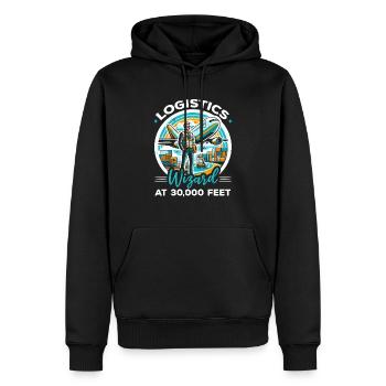 Coordinatrice de la logistique aéroportuaire Aviation Airport - Sweat à capuche Premium bio Homme - noir - Devant - Nico (187cm)