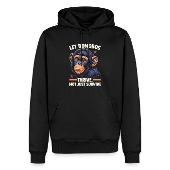 Espèce en voie de disparition, bonobo, militant des droits des animaux - Sweat à capuche Premium bio Homme - noir - Devant - Nico (187cm)